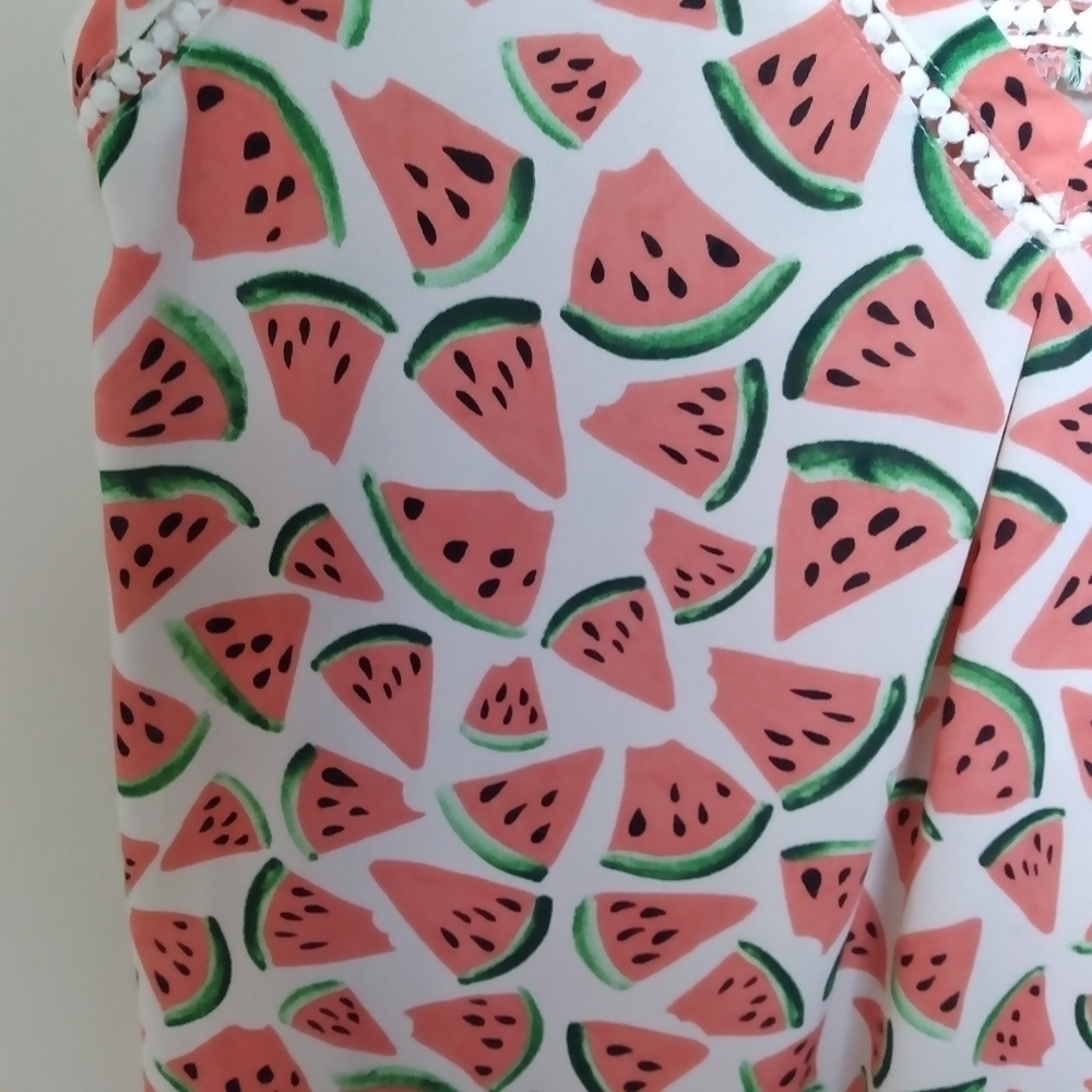 Anthropologie Maeve Picnic Days Watermelon Print Cap Sleeve Blouse Size 0 - Picture 6 of 9